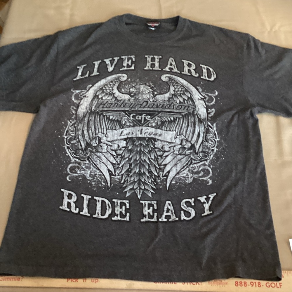 EUC Harley-Davidson Dark Gray 'Live Hard Ride Easy' Tee